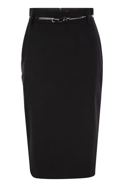 Max Mara Studio Black Wool Ginseng Skirt
