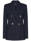 Max Mara Navy Blue Double-breasted Blazer In Blue