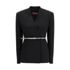 Max Mara Studio Double-breasted Cady Jacket With Belt In Black