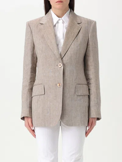 Max Mara Studio Blazer Woman Leather In Brown