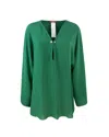Max Mara Relaxed Fit Triacetate Top With Deep V-neckline In Green
