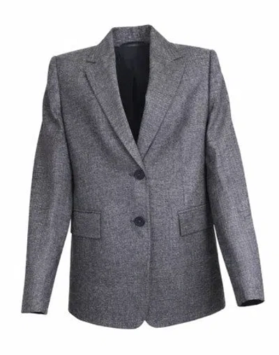 Max Mara Studio Blue Front Flap Pocket Jacket In Gray