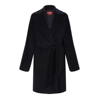 Max Mara Courregès Navy Jacket With Embroidered Logo Zip In Black