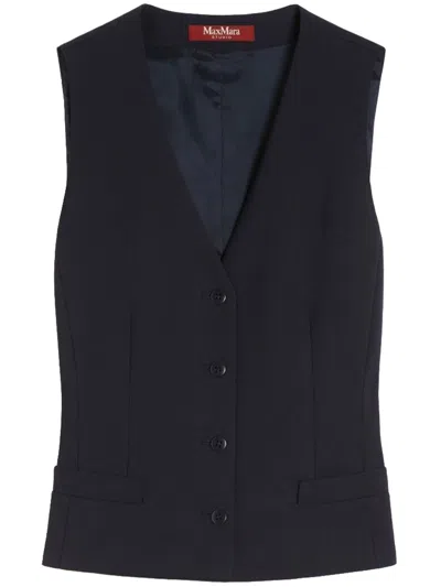 Max Mara Studio Blue Virgin Wool Gilet In Black