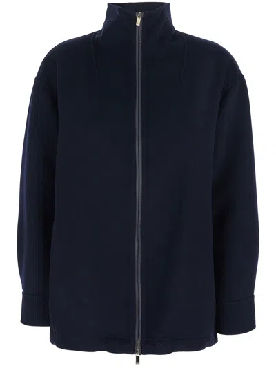 Max Mara Studio Blue Virgin Wool Oversized Coat