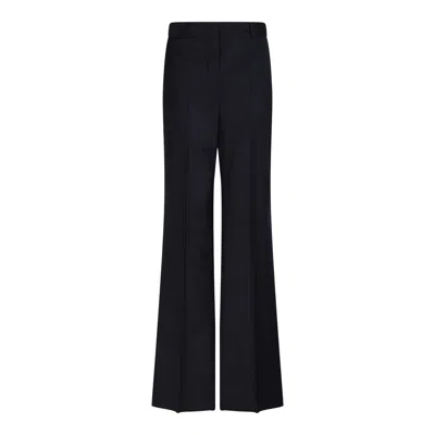 Max Mara Studio Blue Virgin Wool Trousers In Black