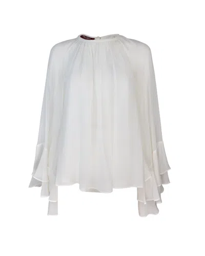 Max Mara Mstcolmo Long-sleeve Blouse In White