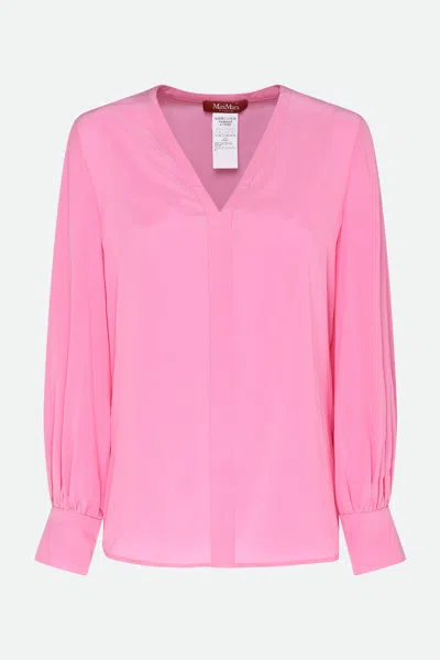 Max Mara Studio Woman Top Fuchsia Size 12 Silk In Rosa