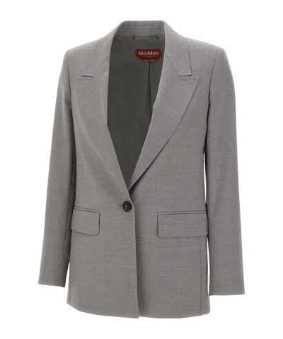 Max Mara Studio Bolsena Single-breasted Tailored Blazer In Gray
