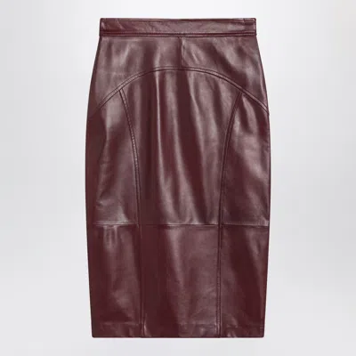 Max Mara Studio Bordeaux Pencil Skirt In Nappa Leather In Multi