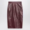 Max Mara Studio Bordeaux Pencil Skirt In Nappa