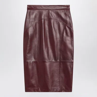 Max Mara Studio Bordeaux Pencil Skirt In Nappa