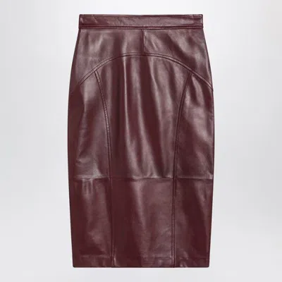 Max Mara Studio  Bordeaux Pencil Skirt In Nappa Leather