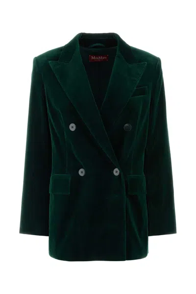 Max Mara Studio Bottle Green Stretch Velvet Blazer