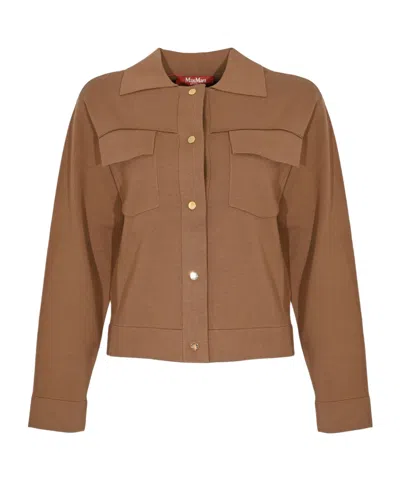 Max Mara Studio Boxy Button-up Jacket In Brown