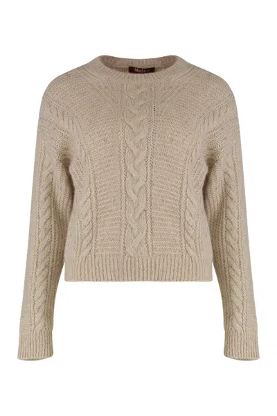 Max Mara Studio Boxy Sweater In Blended Alpaca In Brown