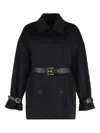 Max Mara Studio Pausa Double-breasted Virgin Wool Coat In Black