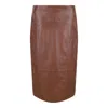 Max Mara Studio Brown Calf Leather Skirt In Brown
