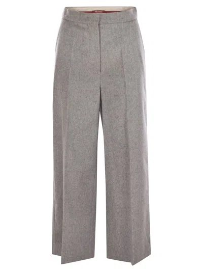 Max Mara Studio Burano - Wool Cropped Trousers In Grey