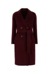 Max Mara Studio Burgundy Cashmere And Wool Canneti Coat