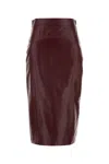 Max Mara Burgundy Leather Taiga Skirt