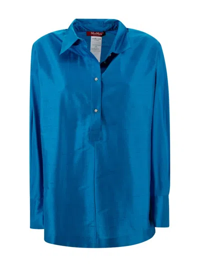 Max Mara Studio Canga Silk Shirt In Blue