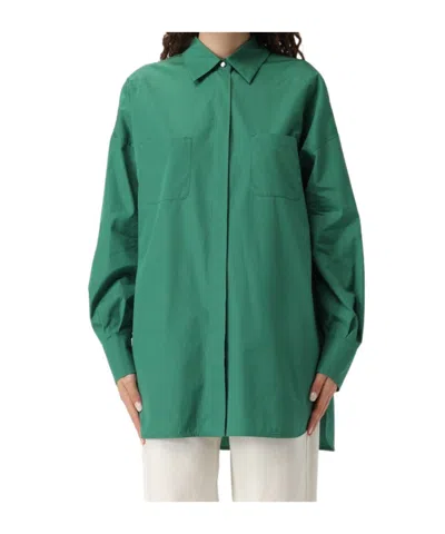 Max Mara Studio Button-up Long-sleeved Shirt In Green