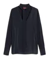 Max Mara Silk Crepe De Chine Blouse In Black