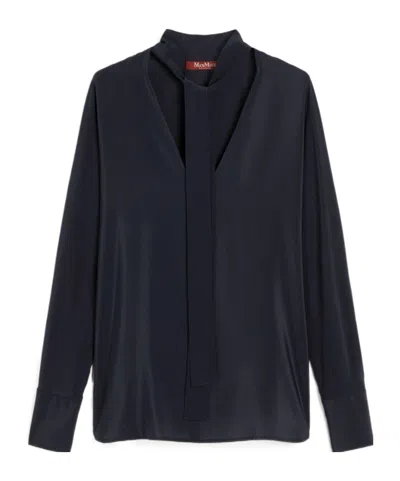 Max Mara Silk Crepe De Chine Blouse In Black