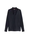 Max Mara Silk Crepe De Chine Blouse In Blue