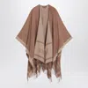Max Mara Studio Camel Color Jacquard Poncho In Brown