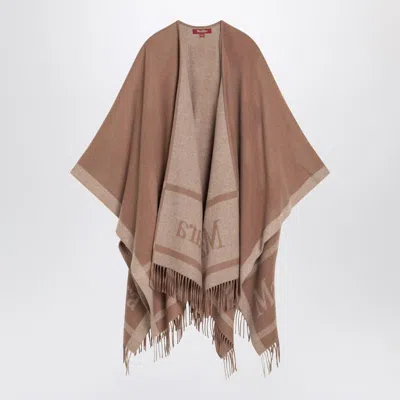 MAX MARA MAX MARA STUDIO CAMEL COLOR JACQUARD PONCHO