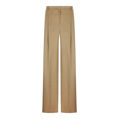 Max Mara Studio Camel Virgin Wool Trousers In Brown