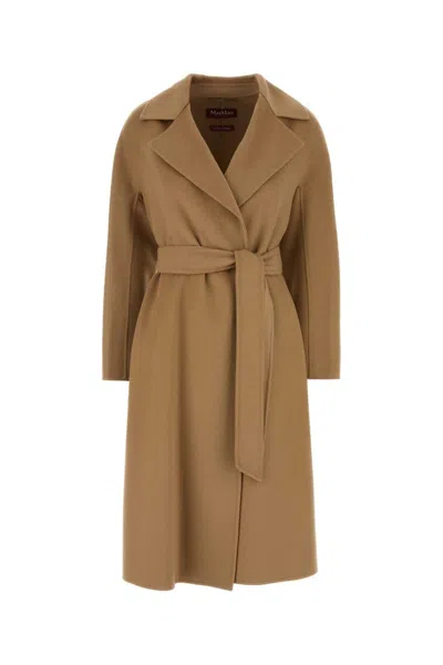 Max Mara Studio Camel Wool Blend Cles Coat