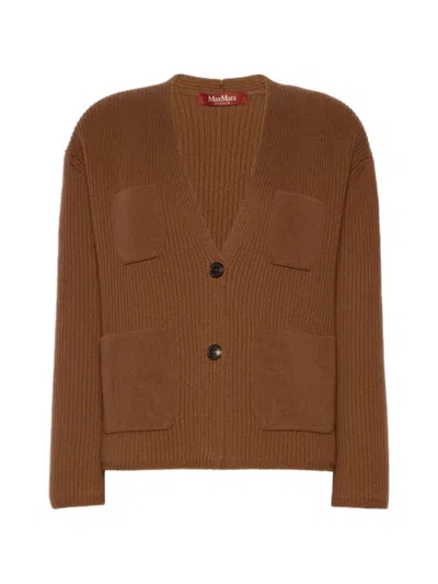 Max Mara Studio Cardigan In Brown