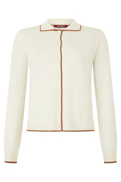 Max Mara Studio Cardigan In Wool And Silk In Metallic