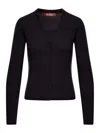 Max Mara Potus Ribbed V-neck Cardigan In Black