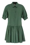 Max Mara Lapel Short Sleeve Dress In Green