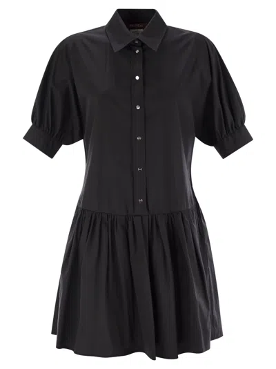 Max Mara Studio Caronte Poplin Chemisier Dress In Black