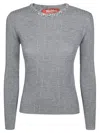 Max Mara Studio Catone Maglia Girocollo Gioiello In Gray