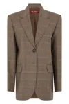 Max Mara Studio Checkered Virgin Wool Jacket In Gray