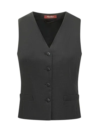 Max Mara Studio Chic Gilet With Button Detail In Black