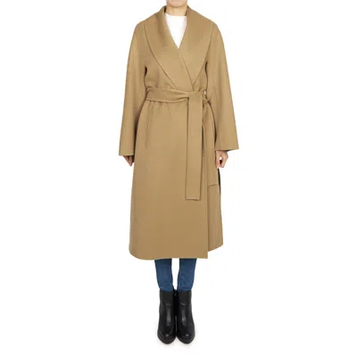 Max Mara Studio Chopin Belted Coat In Gold