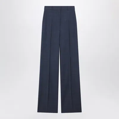 Max Mara Studio Classic Trousers In Blue Virgin Wool