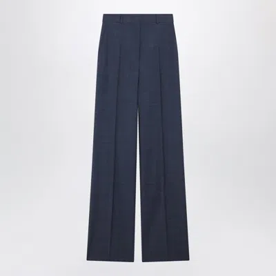 Max Mara Studio Classic Trousers In Blue Virgin Wool