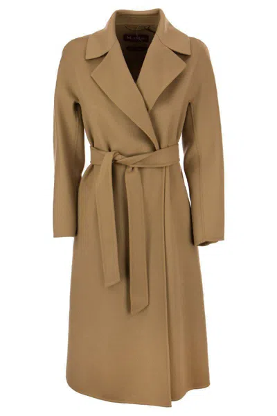Max Mara Studio Cles Belted Long-sleeved Coat In Brown
