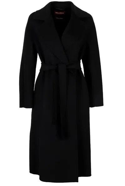Max Mara Studio Cles Belted Coat In Black