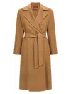 Max Mara Waist Belted Long Length Jacket In Brown