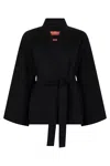 Max Mara Studio Cloak With Adjustable Belt In Black