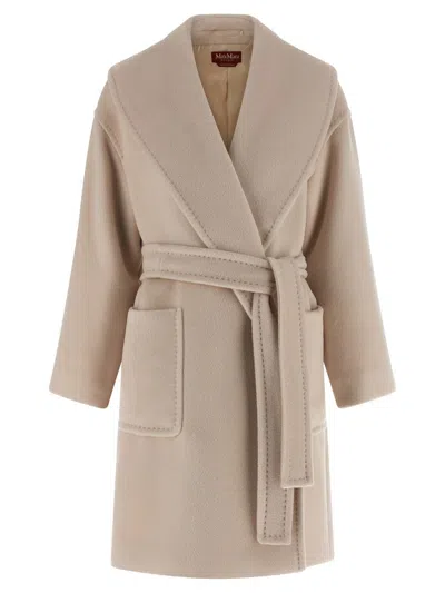 Max Mara Studio 'cloruro' Coat In Nude